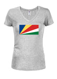 T-shirt à col en V pour junior avec drapeau seychellois