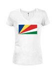 T-shirt à col en V pour junior avec drapeau seychellois