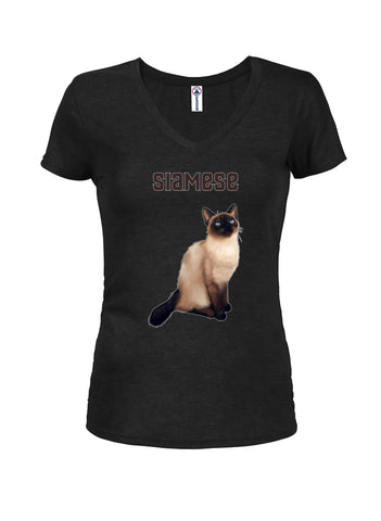 Siamese Cat Juniors V Neck T-Shirt