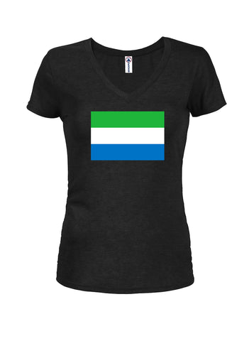 Camiseta con cuello en V para jóvenes con bandera de Sierra Leona
