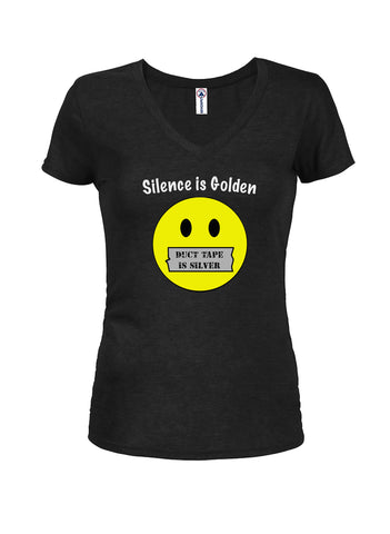 Silence is Golden but Duct Tape is Silver Juniors V Neck T-Shirt
