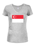 Singaporean Flag Juniors V Neck T-Shirt