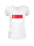 Singaporean Flag Juniors V Neck T-Shirt