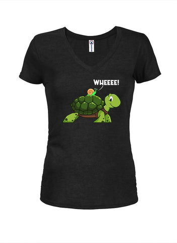 Snail Wheee! Juniors V Neck T-Shirt