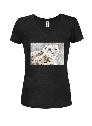 T-shirt à col en V pour juniors Snow Leopard