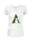 T-shirt à col en V pour junior, bonhomme de neige de Noël