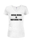 Social Media is Watching You Juniors V Neck T-Shirt
