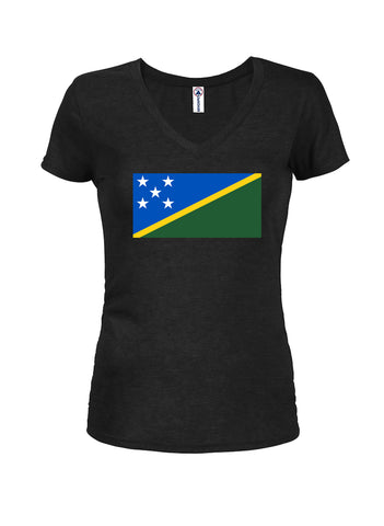 T-shirt à col en V pour junior avec drapeau des Îles Salomon