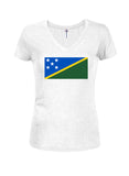 Camiseta con cuello en V para jóvenes con bandera de las Islas Salomón