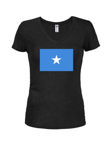 T-shirt à col en V pour juniors avec drapeau somalien