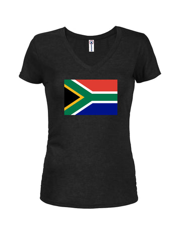 T-shirt à col en V pour juniors avec drapeau sud-africain