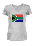 Camiseta con cuello en V para jóvenes con bandera sudafricana