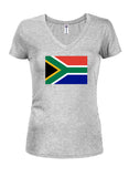 Camiseta con cuello en V para jóvenes con bandera sudafricana