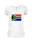 Camiseta con cuello en V para jóvenes con bandera sudafricana