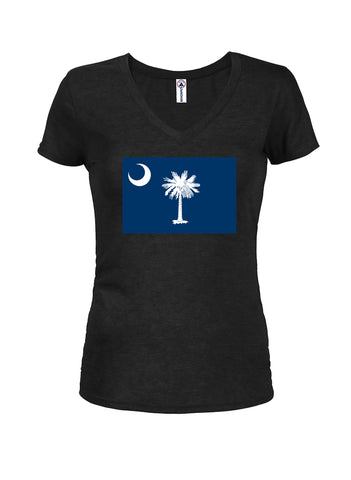 T-shirt à col en V pour junior avec drapeau de l'État de Caroline du Sud
