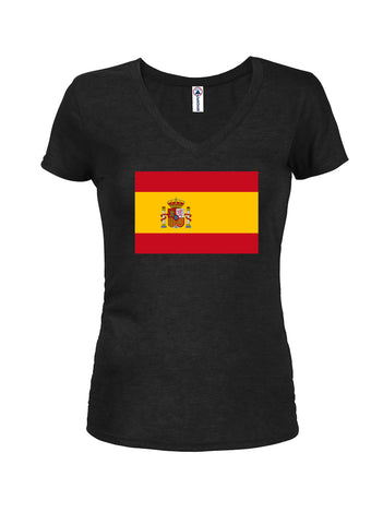 Camiseta con cuello en V para jóvenes con bandera española