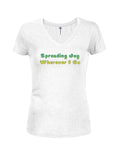 Spreading Joy Wherever I Go Juniors V Neck T-Shirt