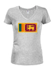 Camiseta con cuello en V para jóvenes con bandera de Sri Lanka