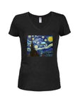 T-shirt à col en V pour juniors Starry Night UFO