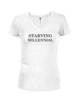 Starving Millennial Juniors V Neck T-Shirt