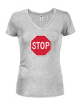 Stop Sign Juniors V Neck T-Shirt