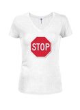 Stop Sign Juniors V Neck T-Shirt