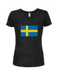 Swedish Flag Juniors V Neck T-Shirt