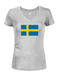 Swedish Flag Juniors V Neck T-Shirt