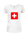 T-shirt à col en V pour juniors avec drapeau suisse