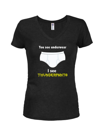 THUNDERPANTS Juniors V Neck T-Shirt