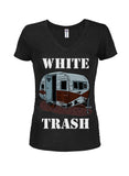Camiseta con cuello en V para jóvenes WHITE TRASH