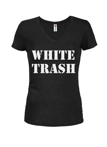 WHITE TRASH Juniors V Neck T-Shirt