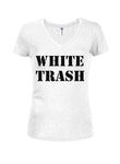 WHITE TRASH Juniors V Neck T-Shirt