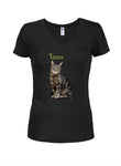 Tabby Cat T-shirt col en V pour juniors