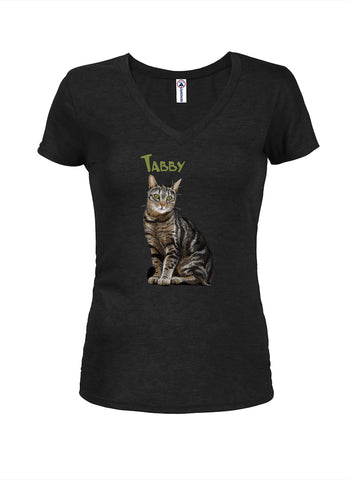 Tabby Cat Juniors V Neck T-Shirt