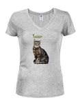 Tabby Cat T-shirt col en V pour juniors