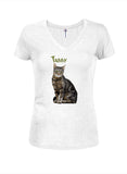 Tabby Cat T-shirt col en V pour juniors