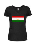 Camiseta con cuello en V para jóvenes con bandera de Tayikistán