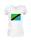 T-shirt à col en V pour juniors avec drapeau tanzanien