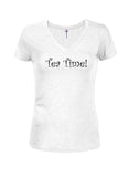 Tea Time Juniors V Neck T-Shirt