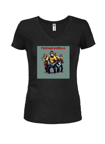 Teenage Gorilla Juniors V Neck T-Shirt