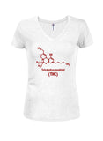 Tetrahydrocannabinol Juniors V Neck T-Shirt