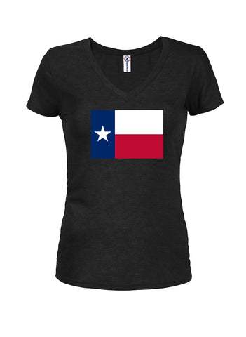 Camiseta con cuello en V para jóvenes con bandera del estado de Texas