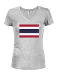 T-shirt à col en V pour juniors avec drapeau de la Thaïlande