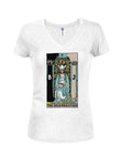 Tarot Card - High Priestess Juniors V Neck T-Shirt