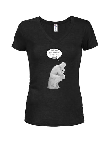 The Thinker - Camiseta de papel higiénico con cuello en V para jóvenes