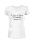 The steadfast love of the LORD never ceases Juniors V Neck T-Shirt