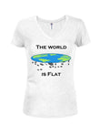 The world is flat Juniors V Neck T-Shirt