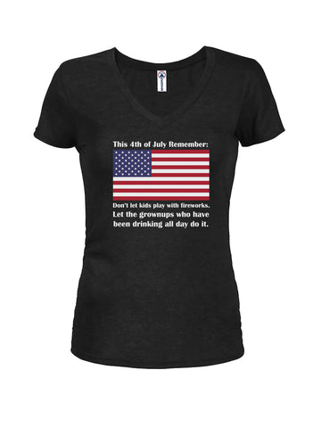 This 4th of July Remember Juniors V Neck T-Shirt