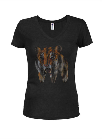 Tiger Wave Juniors V Neck T-Shirt